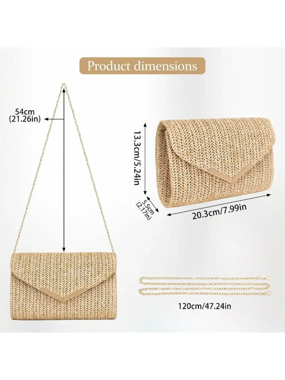 Trendy Envelope Clutch Purse for Women - Evening Handbag & Chain for Parties